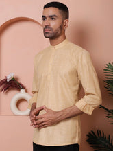 Men Woven Design Short Kurta-KO-5061Beige
